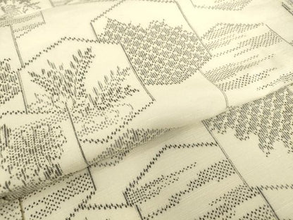 平和屋着物▽上質な紬　単衣　亀甲花文　正絹　逸品　DABE4387az