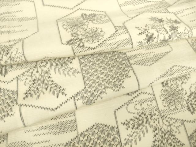 平和屋着物▽上質な紬　単衣　亀甲花文　正絹　逸品　DABE4387az