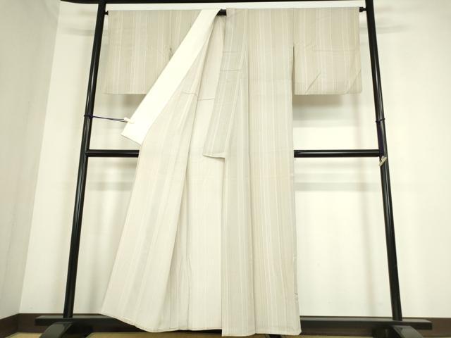 平和屋着物▽上質な小紋　単衣　縞　正絹　逸品　DABE4388az