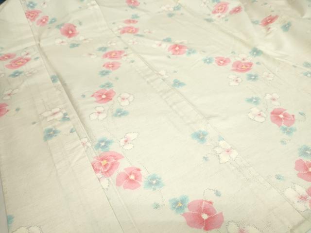 平和屋着物▽上質な紬　単衣　舞花文　正絹　逸品　DABE4389az