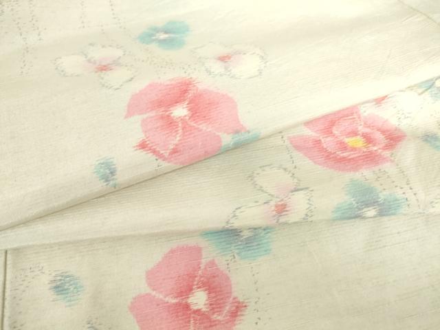 平和屋着物▽上質な紬　単衣　舞花文　正絹　逸品　DABE4389az