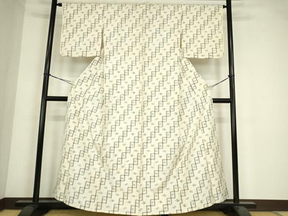 平和屋着物▽本場琉球絣　紬　単衣　正絹　逸品　DABE4393az