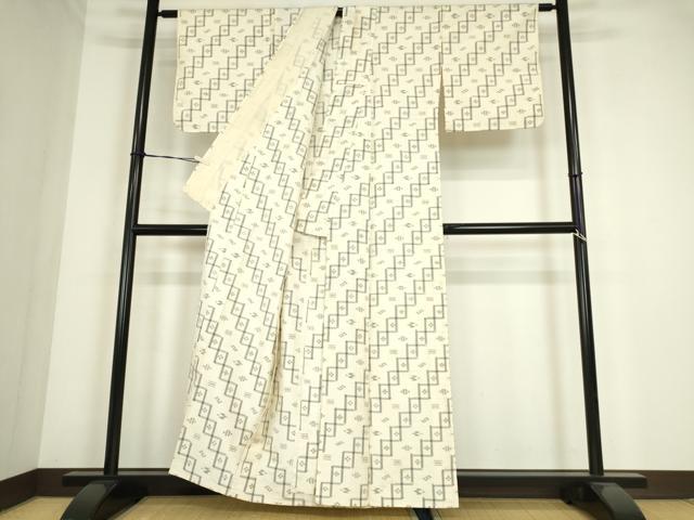 平和屋着物▽本場琉球絣　紬　単衣　正絹　逸品　DABE4393az