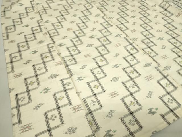 平和屋着物▽本場琉球絣　紬　単衣　正絹　逸品　DABE4393az