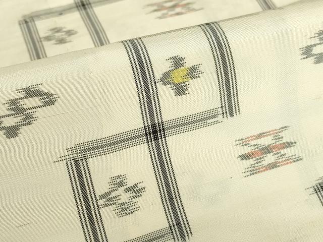 平和屋着物▽本場琉球絣　紬　単衣　正絹　逸品　DABE4393az