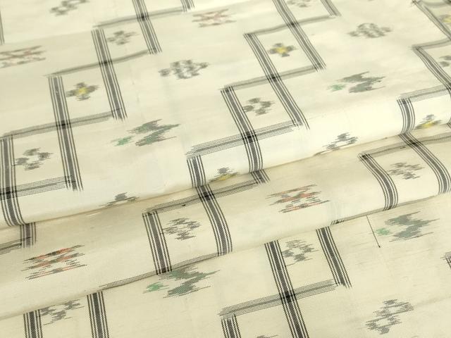 平和屋着物▽本場琉球絣　紬　単衣　正絹　逸品　DABE4393az