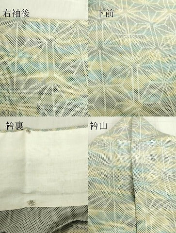平和屋着物▽上質な紬　単衣　麻の葉文　正絹　逸品　DABE4394az