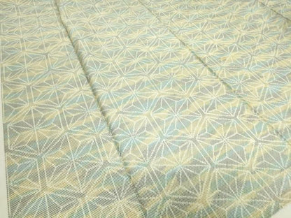 平和屋着物▽上質な紬　単衣　麻の葉文　正絹　逸品　DABE4394az