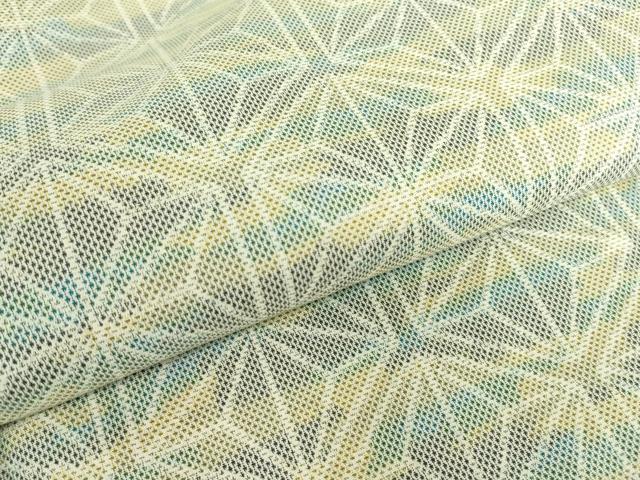 平和屋着物▽上質な紬　単衣　麻の葉文　正絹　逸品　DABE4394az
