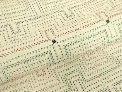 平和屋着物▽本塩沢　単衣　幾何学文　正絹　逸品　DABE4399az