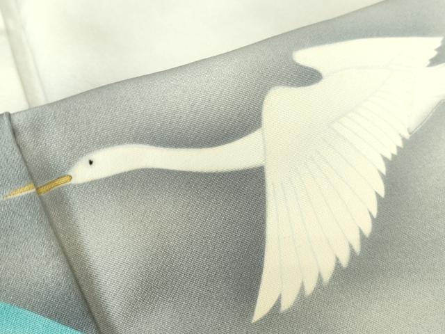 平和屋着物▽訪問着 単衣 飛鶴文 暈し染め 正絹 逸品