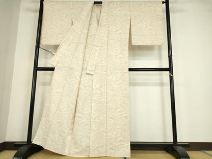 平和屋着物▽上質な紬　単衣　地紙流水松文　正絹　逸品　DABE4406az