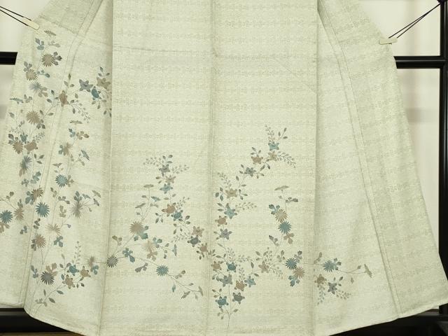 平和屋着物▽訪問着 単衣 刺繍 裏菊に橘 正絹 逸品 DABE4412az