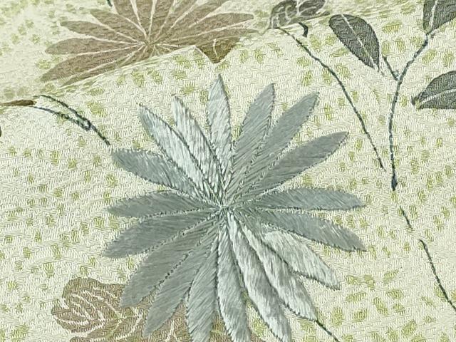 平和屋着物▽訪問着 単衣 刺繍 裏菊に橘 正絹 逸品 DABE4412az