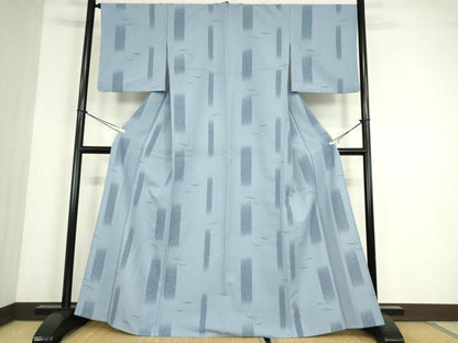 平和屋着物▽小紋　単衣　芝に短冊花文　洗える着物　DABE4419az