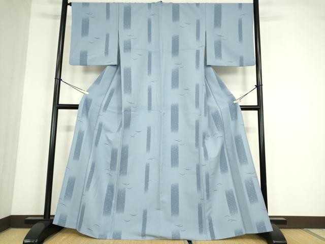 平和屋着物▽小紋　単衣　芝に短冊花文　洗える着物　DABE4419az