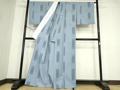 平和屋着物▽小紋　単衣　芝に短冊花文　洗える着物　DABE4419az