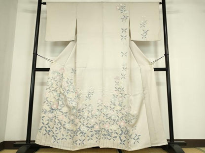平和屋着物▽訪問着　単衣　草花文　正絹　逸品　DABE4422az