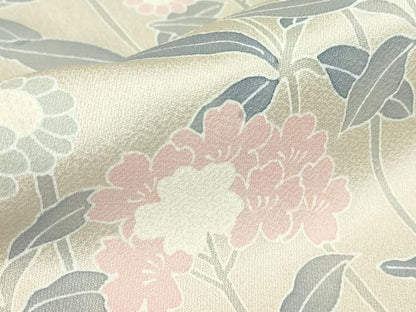 平和屋着物▽訪問着　単衣　草花文　正絹　逸品　DABE4422az