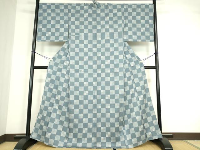 平和屋着物▽江戸小紋　単衣　市松小紋柄　正絹　逸品　DABE4423az