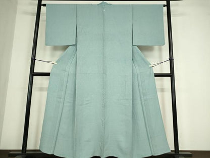 平和屋着物▽上質な色無地　単衣　霞地紋　浅縹色　正絹　逸品　DABE4426az