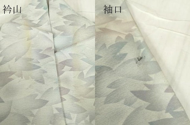 平和屋着物▽上質な小紋　単衣　舞葉文　正絹　逸品　DABE4427az