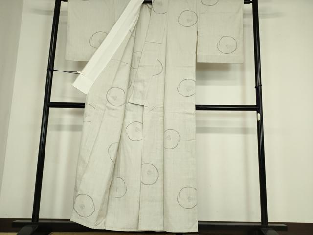 平和屋着物▽上質な紬　単衣　舞花文　正絹　逸品　DABE4431az