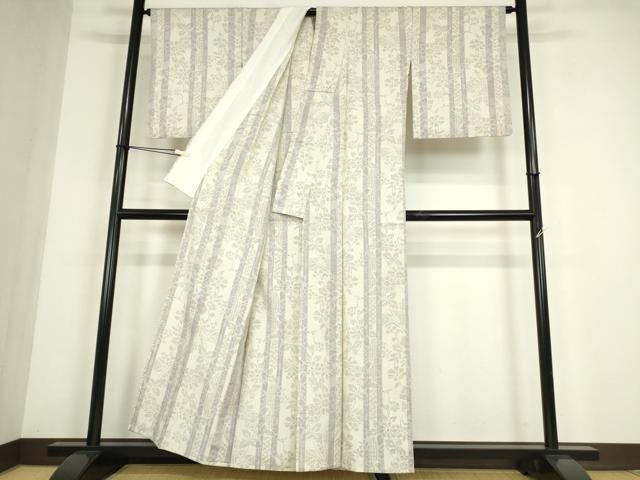 平和屋着物▽結城紬　単衣　花間道　100亀甲　反端付き　正絹　逸品　DABE4434az