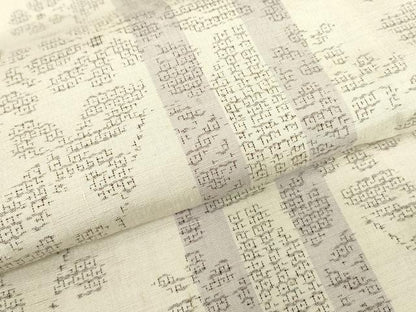 平和屋着物▽結城紬　単衣　花間道　100亀甲　反端付き　正絹　逸品　DABE4434az