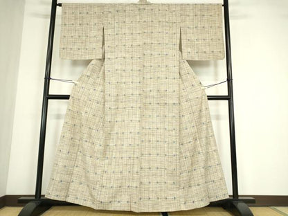 平和屋着物▽上質な紬　単衣　飛鳥文　正絹　逸品　DABE4435az