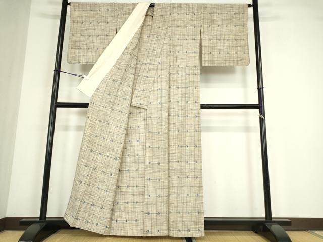 平和屋着物▽上質な紬　単衣　飛鳥文　正絹　逸品　DABE4435az