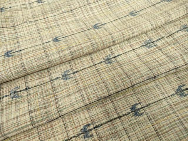 平和屋着物▽上質な紬　単衣　飛鳥文　正絹　逸品　DABE4435az