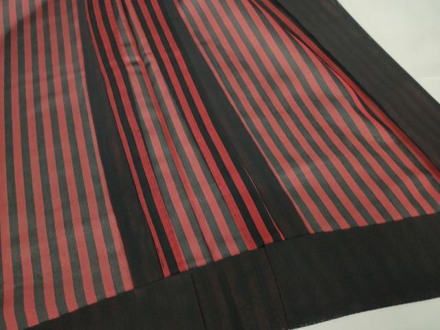 平和屋着物▽羽織　スリーシーズン　春夏秋　塵除け　紗　縞　黒地　正絹　逸品　DABE4436az