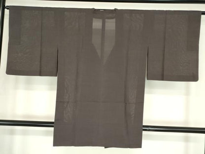 平和屋着物▽道行コート　スリーシーズン　春夏秋　塵除け　絽　紅消鼠色　正絹　逸品　DABE4438az