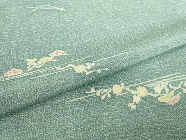 平和屋着物▽上質な小紋　単衣　零れ松葉花文　正絹　逸品　DABE4440az