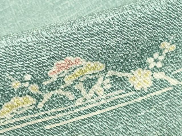 平和屋着物▽上質な小紋　単衣　零れ松葉花文　正絹　逸品　DABE4440az