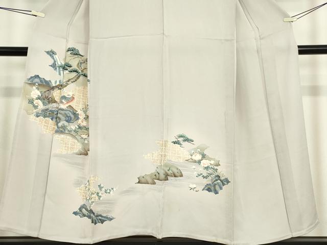 平和屋着物▽訪問着　単衣　休み鳥老松文　金彩　正絹　逸品　DABE4442az