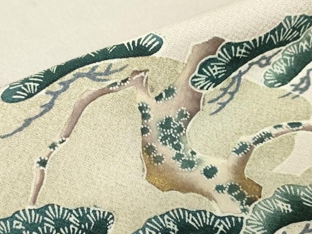 平和屋着物▽訪問着　単衣　休み鳥老松文　金彩　正絹　逸品　DABE4442az