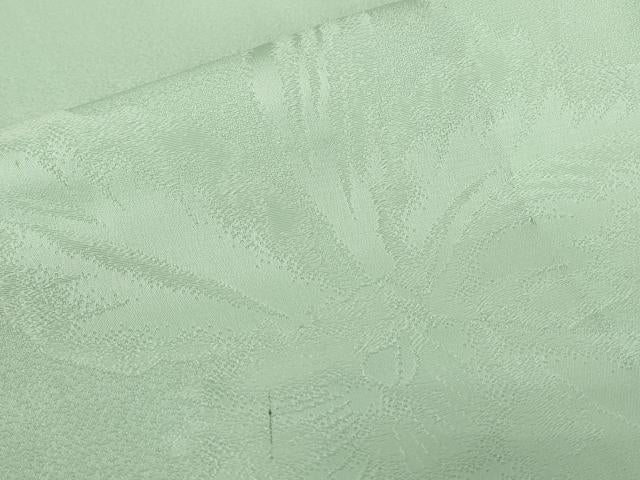 平和屋着物▽無地絵羽訪問着　単衣　舞花地紋　白緑色　正絹　逸品　DABE4443az