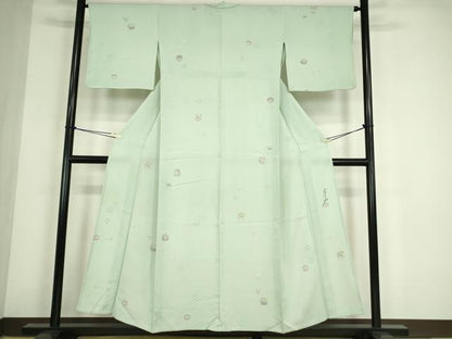 平和屋着物▽友禅作家の巨匠　浅井青仁　小紋　単衣　花丸文　金彩　正絹　逸品　DABE4444az