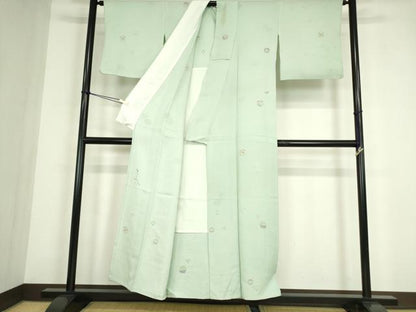 平和屋着物▽友禅作家の巨匠　浅井青仁　小紋　単衣　花丸文　金彩　正絹　逸品　DABE4444az