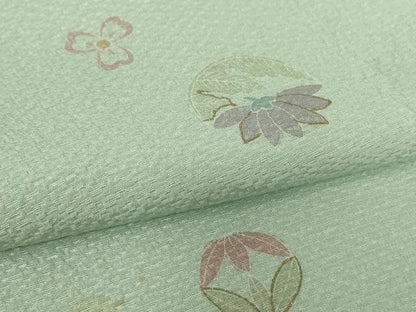 平和屋着物▽友禅作家の巨匠　浅井青仁　小紋　単衣　花丸文　金彩　正絹　逸品　DABE4444az