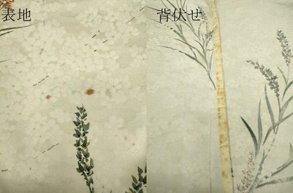 平和屋着物▽訪問着　単衣　草花文　正絹　逸品　DABE4446az