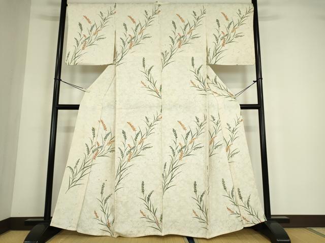 平和屋着物▽訪問着　単衣　草花文　正絹　逸品　DABE4446az