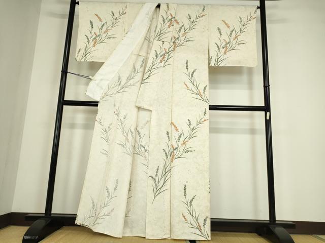 平和屋着物▽訪問着　単衣　草花文　正絹　逸品　DABE4446az