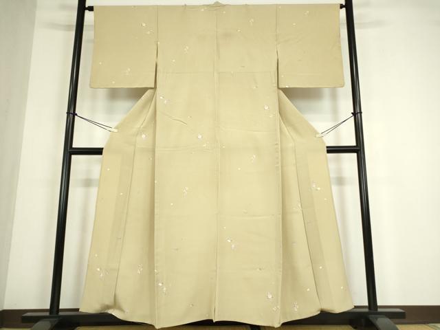 平和屋着物▽上質な小紋　単衣　舞花文　正絹　逸品　DABE4450az