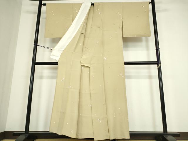 平和屋着物▽上質な小紋　単衣　舞花文　正絹　逸品　DABE4450az