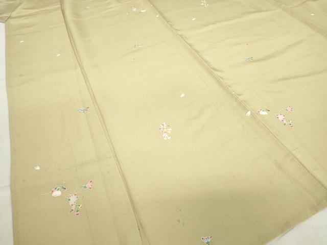 平和屋着物▽上質な小紋　単衣　舞花文　正絹　逸品　DABE4450az