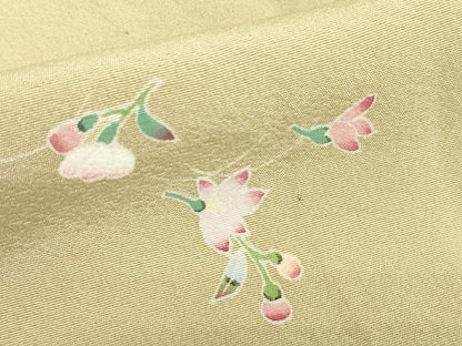 平和屋着物▽上質な小紋　単衣　舞花文　正絹　逸品　DABE4450az