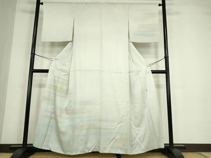 平和屋着物▽人間国宝　福田喜三郎　訪問着　単衣　霞文　金彩　正絹　逸品DABE4451az